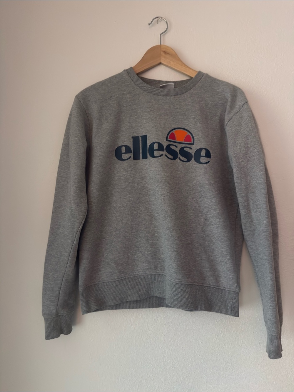 Ellesse Grey Sweatshirt with Navy Logo and Orange Accent M